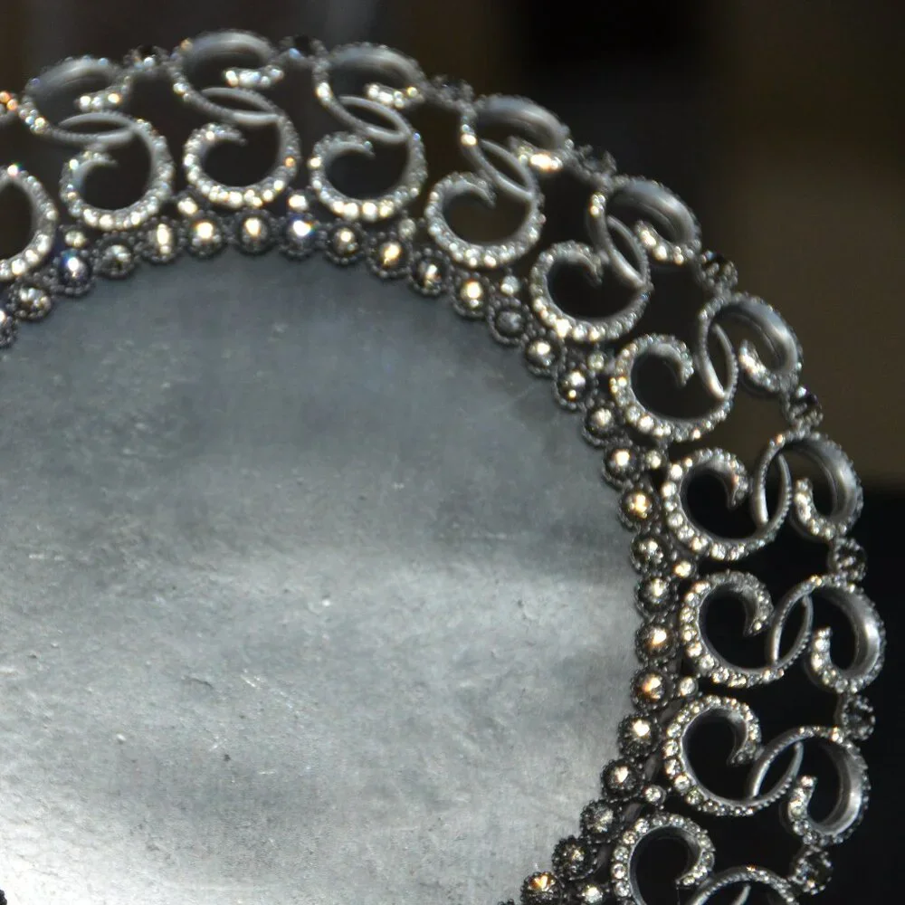 RETIRED JAY STRONGWATER KARYSS DUCHESS PAISLEY LACE SILVER CRYSTAL ENAMEL FRAME